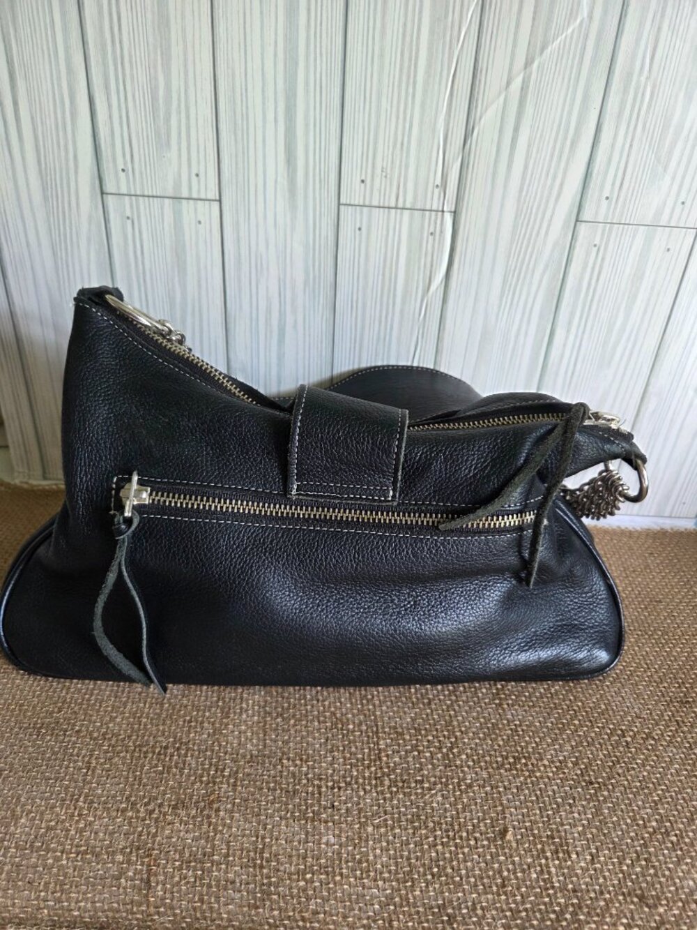 Vintage Style Harley-Davidson Black Pebbled Leather Shoulder Bag | Slouchy Hobo - Picture 6 of 14